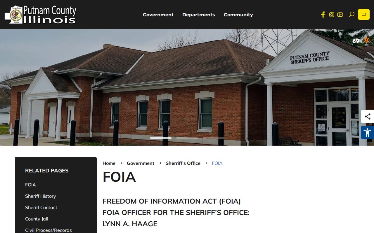 Putnam County sheriff FOIA request channels and record categories