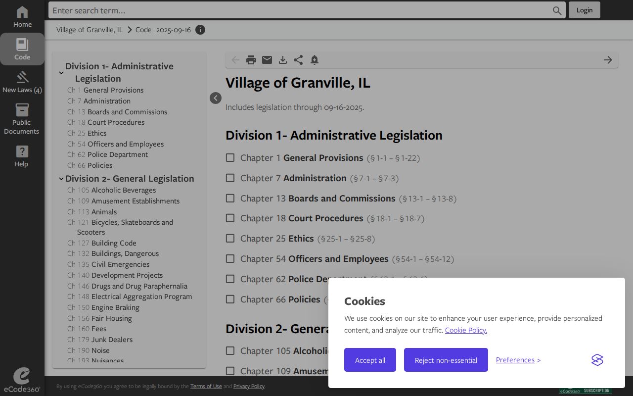 Granville criminal history research through the official municipal code portal