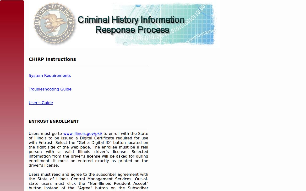 Putnam County criminal history CHIRP account gateway