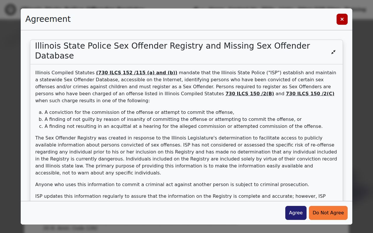 Putnam County sex offender registry sample profile fields